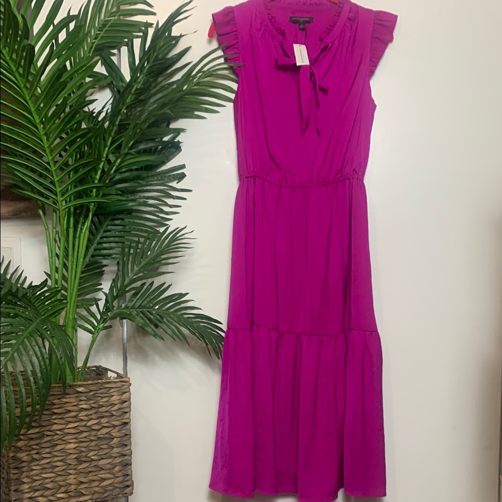 💋banana republic Pink Flutter Sleeve V-Neck Midi Sundress💋